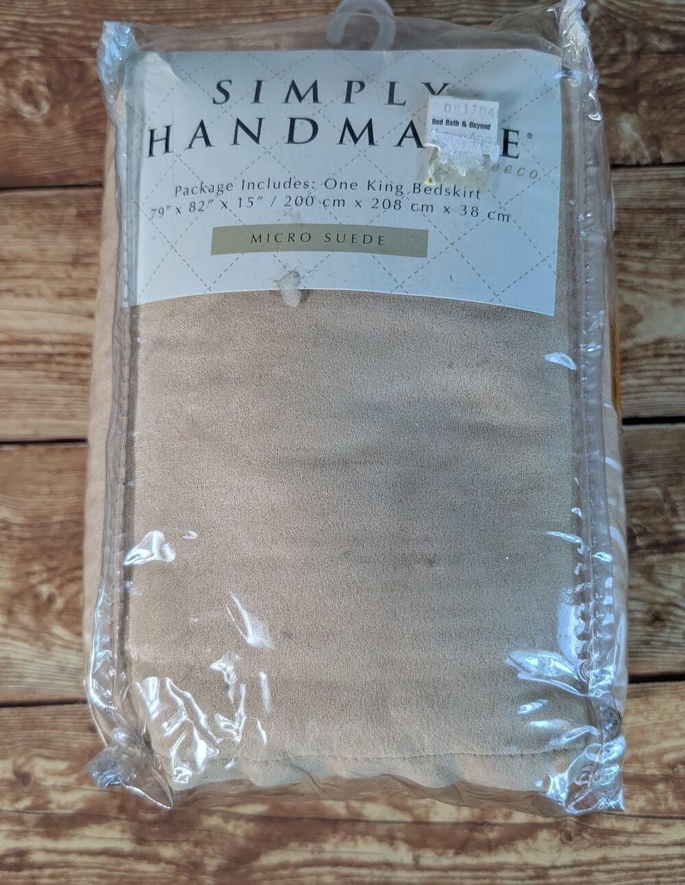 Simply Handmade King Bed Skirt Micro Suede 15" Drop Beige Tan New In Package